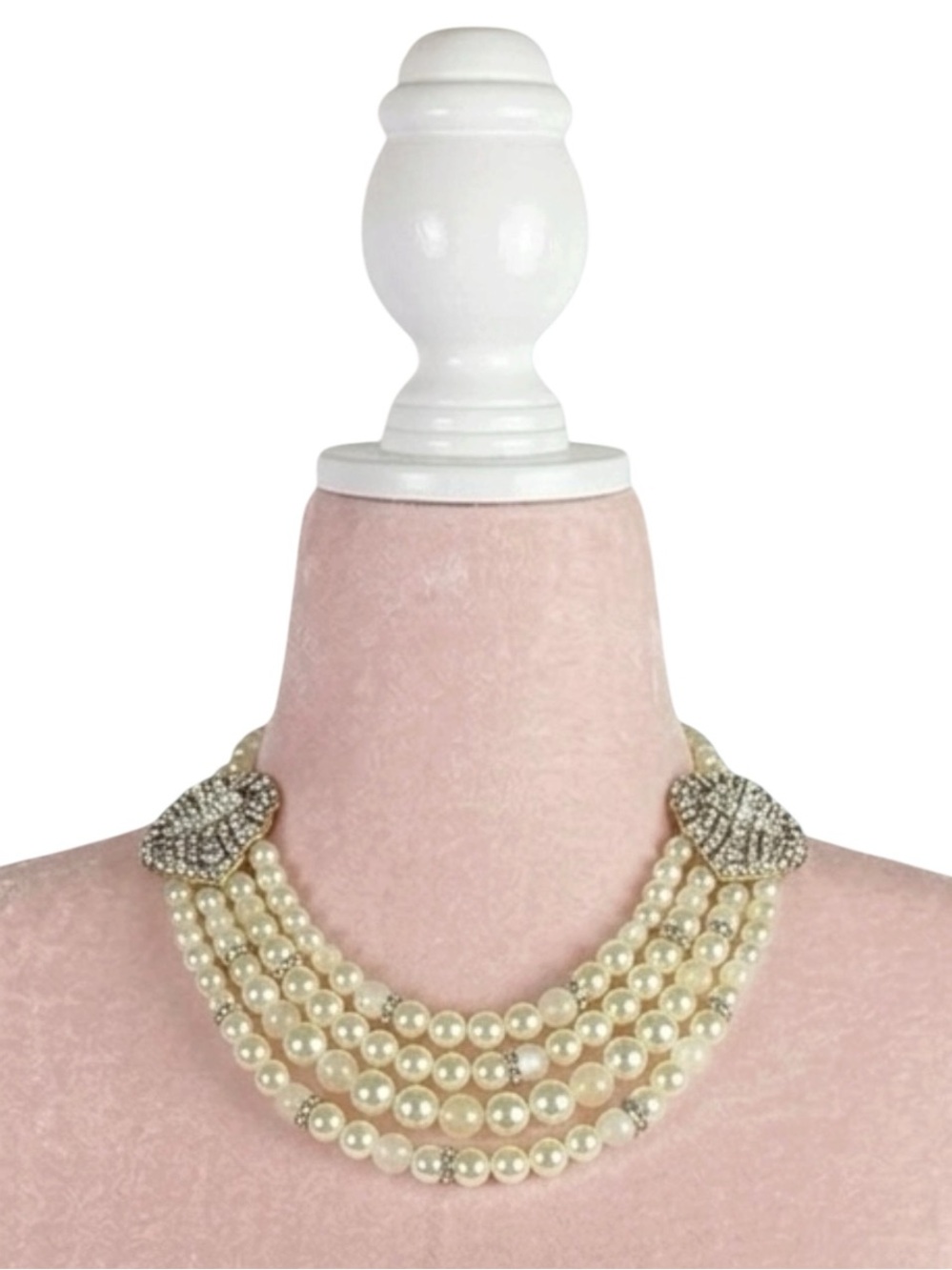Chloe + Isabel Retro Glam Faux Pearl Crystal Party Cocktail Statement Necklace - Picture 3 of 10